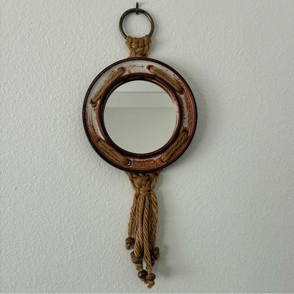 Vintage Studio Pottery Boho Mirror Wall Hanging